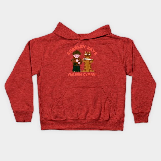 Charley Says ymlaen Cymru Kids Hoodie by Teessential